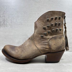 Shyanne Leather Studded Ankle Western Boots - Women's Size 8.5